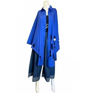 NEW VANITE COUTURE women's party cutout shirt in blue